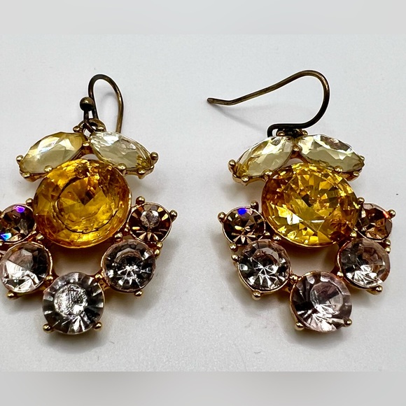 J. Crew Citrine Amber and Clear Faceted Stone Drop Earrings - Picture 2 of 4